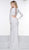 Glow by Colors - G809 Embellished Long Sleeve Matte Jersey Dress In White