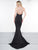 2019 Spring - Black Beaded Strappy Gown with Slit In Black