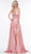 Glow by Colors - G813 Embellished Deep V-neck A-line Dress In Pink