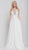 Glow by Colors - G813 Embellished Deep V-neck A-line Dress In White