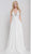 Glow by Colors - G813 Embellished Deep V-neck A-line Dress In White