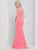 2019 Spring - Black Strappy Plunging Gown with Slit In Pink