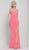 2019 Spring - Black Strappy Plunging Gown with Slit In Pink