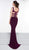 2019 Spring - Black Strappy Plunging Gown with Slit In Purple