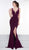 2019 Spring - Black Strappy Plunging Gown with Slit In Purple