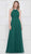 Glow by Colors - G817 Ruched Halter Chiffon A-Line Gown In Green