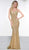 Glow by Colors - G819 Sleeveless Strappy Back Metallic Knit Long Dress In Gold
