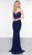 Glow by Colors - G819 Sleeveless Strappy Back Metallic Knit Long Dress In Blue