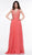 Glow by Colors - G820 Sleeveless Vneck Chiffon and Lace Appliqued Gown In Orange