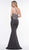 Glow by Colors - G823 Gold Lace Applique Sleeveless Faille Gown In Nude and Gray