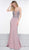 Glow by Colors - G823 Gold Lace Applique Sleeveless Faille Gown In Nude and Purple