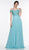 Glow by Colors - G824 Off shoulder Beaded Lace Appliqued Chiffon Gown In Green
