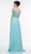 Glow by Colors - G824 Off shoulder Beaded Lace Appliqued Chiffon Gown In Green