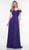 Glow by Colors - G824 Off shoulder Beaded Lace Appliqued Chiffon Gown In Purple
