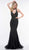 Glow by Colors - G825 Beaded Halter Trumpet Dress With Scarf
