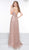 Glow by Colors - G828 Beaded Halter A-Line Dress In Pink and Gold
