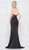 Glow by Colors - G829 Sequined Plunging Halter V-neck Trumpet Dress In Black