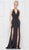 Glow by Colors - G829 Sequined Plunging Halter V-neck Trumpet Dress In Black