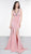 Glow by Colors - G829 Sequined Plunging Halter V-neck Trumpet Dress In Pink