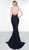 Glow by Colors - G831 Beaded Strappy Plunging Slit Gown In Blue