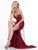 Glow by Colors - G831 Beaded Strappy Plunging Slit Gown In Red