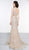 Glow by Colors - G832 Beaded Appliqued Plunging V-Neck Dress In Nude