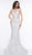 Glow by Colors - G832 Beaded Appliqued Plunging V-Neck Dress In White