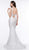 Glow by Colors - G832 Beaded Appliqued Plunging V-Neck Dress In White