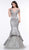 2019 Spring - Gold Bead Embellished V-Neck Trumpet Gown In Silver