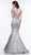 2019 Spring - Gold Bead Embellished V-Neck Trumpet Gown In Silver