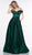 Glow by Colors - G841 Off Shoulder Satin A-Line Prom Gown In Green
