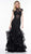 Glow by Colors - G842 High Neck Ruffled Trumpet Dress In Black