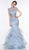 Glow by Colors - G842 High Neck Ruffled Trumpet Dress In Blue