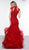 Glow by Colors - G842 High Neck Ruffled Trumpet Dress