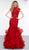 Glow by Colors - G842 High Neck Ruffled Trumpet Dress In Red