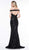 2019 Spring - Black Off-Shoulder Dual Slit Gown In Black