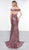 2019 Spring - Black Off-Shoulder Dual Slit Gown In Pink