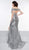 2019 Spring - Black Off-Shoulder Dual Slit Gown In Silver
