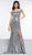 2019 Spring - Black Off-Shoulder Dual Slit Gown In Silver