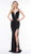 Glow by Colors - G844 Fully Sequined Deep V-neck Trumpet Dress In Black