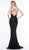 Glow by Colors - G844 Fully Sequined Deep V-neck Trumpet Dress In Black