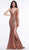 Glow by Colors - G844 Fully Sequined Deep V-neck Trumpet Dress In Pink and Gold