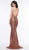 Glow by Colors - G844 Fully Sequined Deep V-neck Trumpet Dress In Pink and Gold