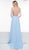 2019 Spring - Blush Beaded Plunging A-Line Gown In Blue