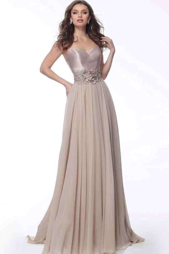 Jovani - JVN62406 Sweetheart Pleated A-Line Evening Dress In Neutral
