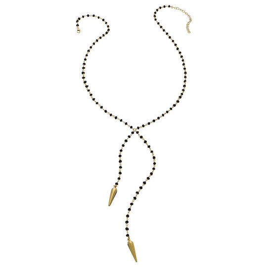 Gold and Braid Lariat Necklace