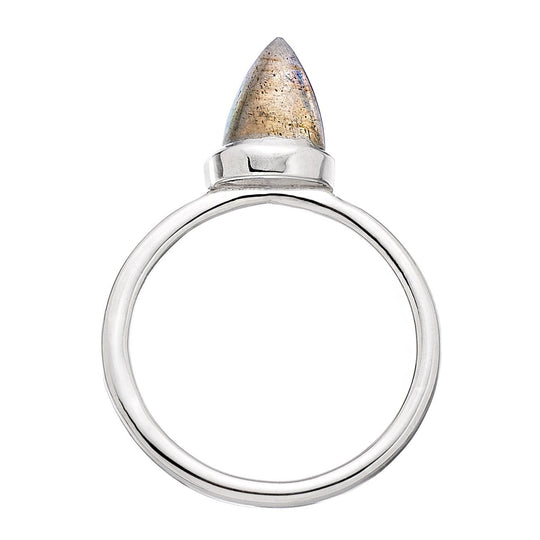 Gemstone Bullet Ring - Labradorite/WG