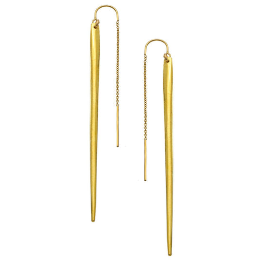 Gold Dagger Thread Thru Earrings