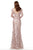 Jovani - 66914 Illusion Bateau Long Sheath Dress In Pink and Neutral