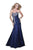 GiGi - Long Trumpet Gown with Jeweled Bodice 16226 In Blue